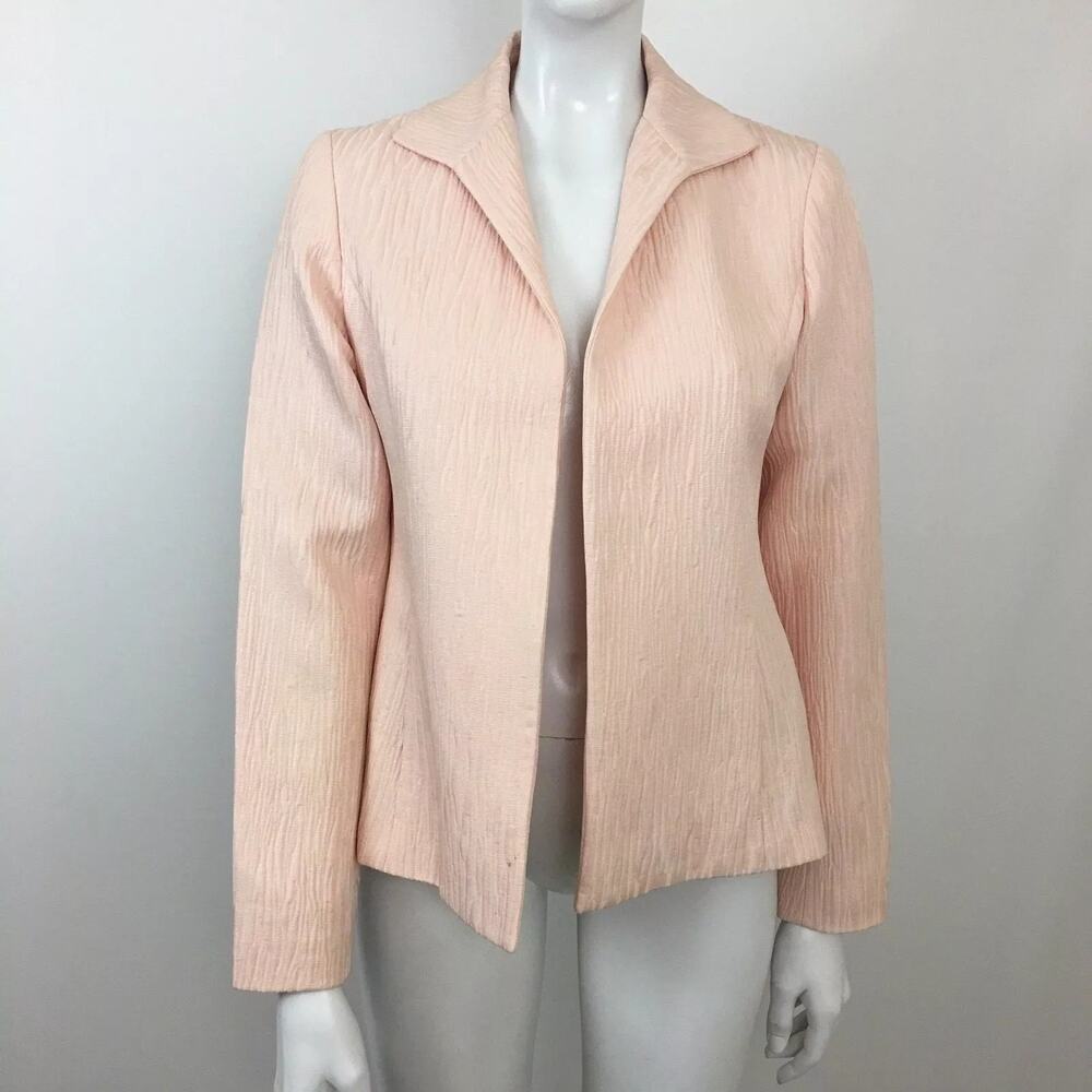 Lafayette 148 New York Blush Pink Textured Open-Front Blazer - Picture 9 of 9